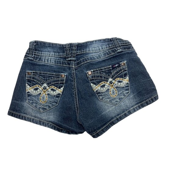 Angels Jeans Womens Distressed Denim Shorts Size 1 Embroidered Pockets 77e - Picture 2 of 6